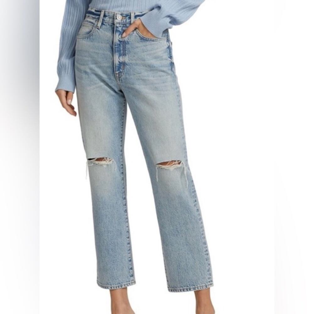 Slverlake London ankle jeans in broken hearts high rise wide leg straight jeans
